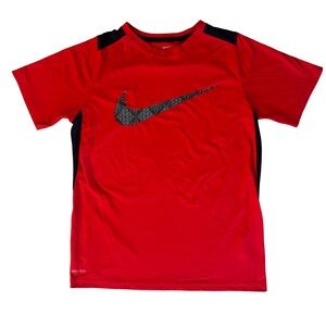 Nike Kids Red and Black Short Sleeve DriFit Athletic Shirt